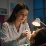 Dentista da LiveDent atendendo paciente à noite em Curitiba, atendimento de urgência odontológica