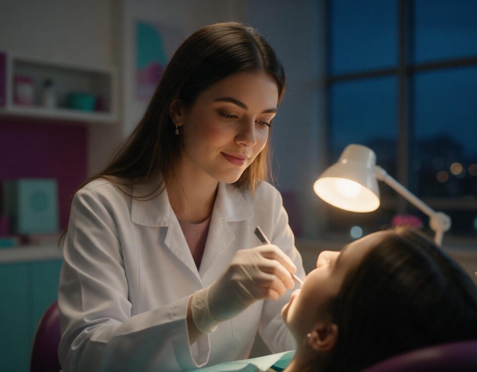 Dentista da LiveDent atendendo paciente à noite em Curitiba, atendimento de urgência odontológica